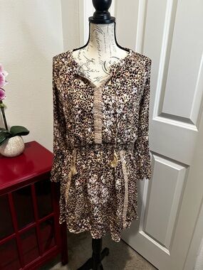 American Rag Leopard Print Mini Dress in Brown and Cream